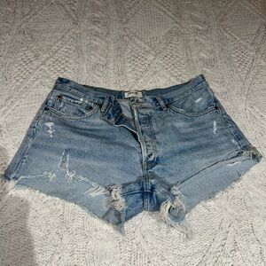 Agolde Light Blue Distressed Jean Shorts (Size: 31)